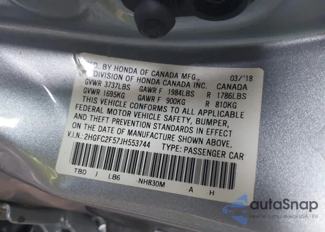 2018 Honda Civic Lx from USA, damaged, VIN 2HGFC2F57JH553744